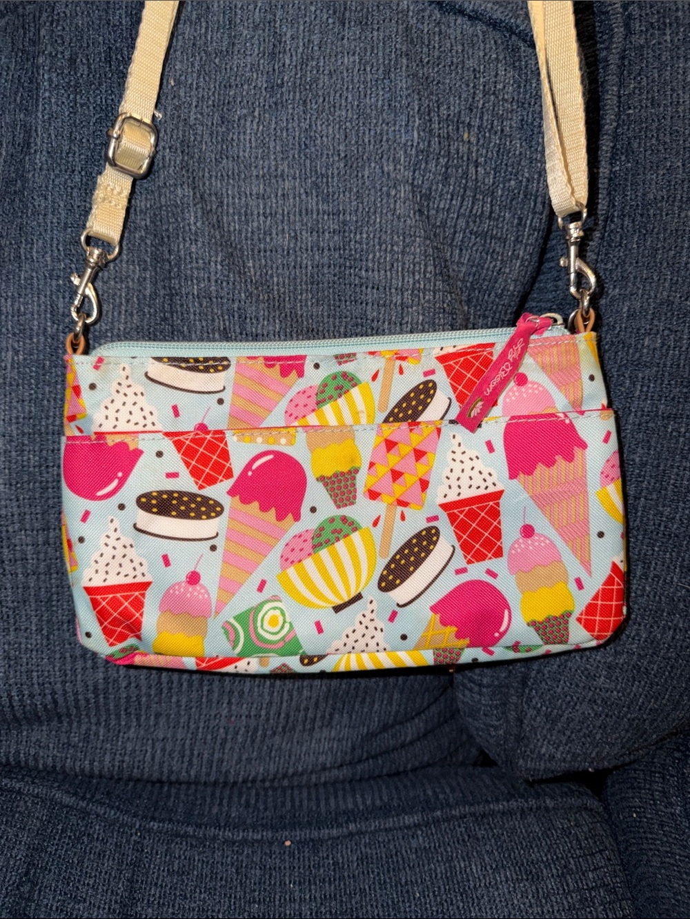 Lily Bloom Ice Cream Print Bag with Tan Trim and Pink Accents - Picture 2 of 8